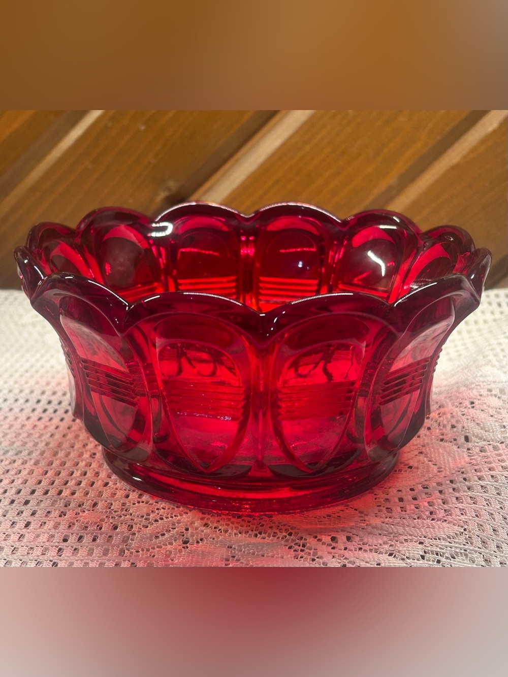Vintage Fenton Ruby Red Empress Glass Bowl